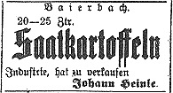 Zeitungsanzeige von Friedrich Johann Heinle