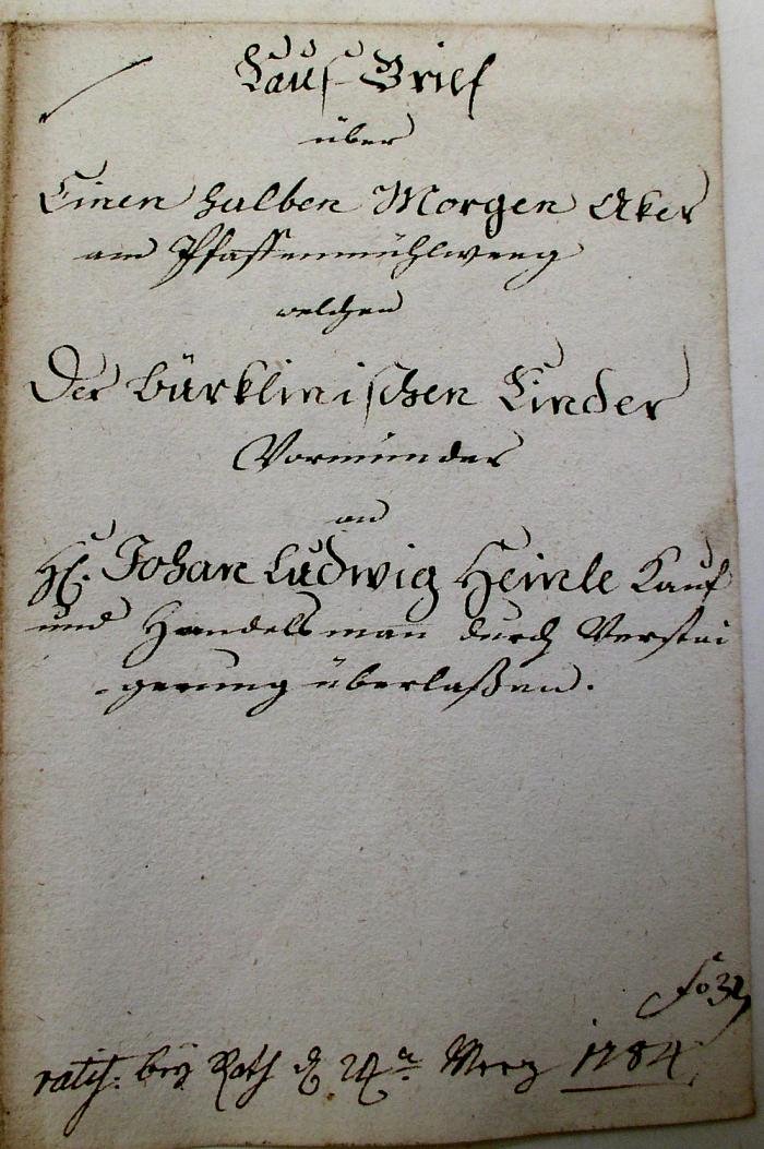 Kauf-Brief 1784