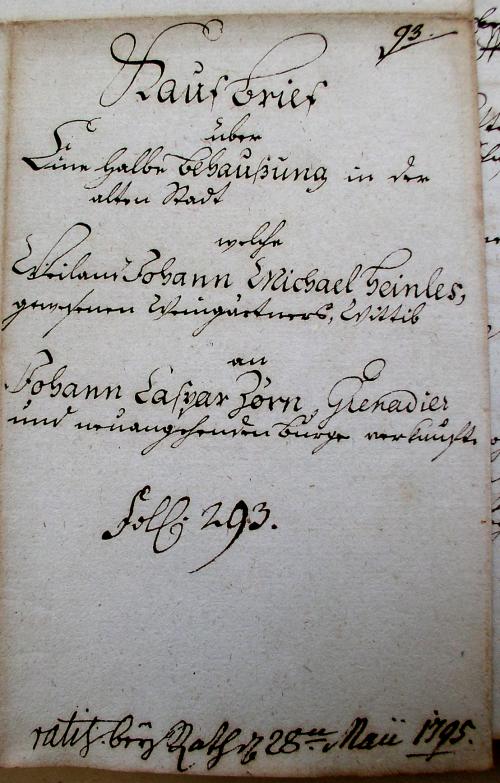 Kaufbrief von 1795