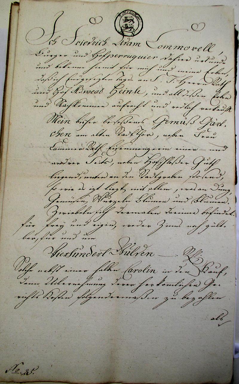 Kauf-Brief 1801