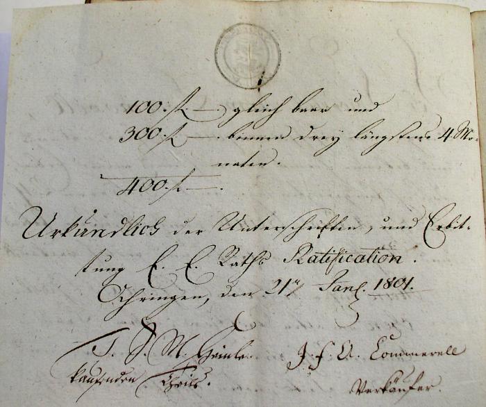 Kauf-Brief 1801