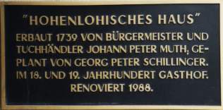 Schild am Haus von Johann Peter Muth