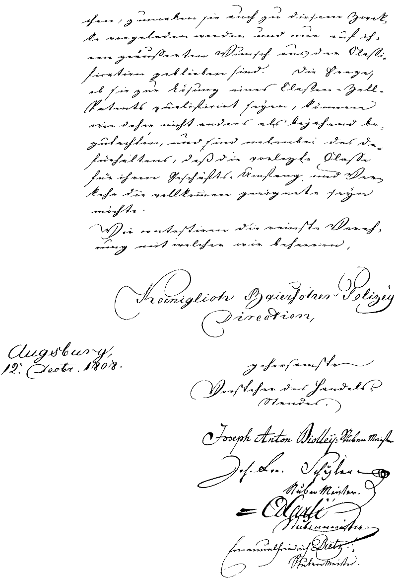 Beantragung eines Klassen-Zoll-Patents 1808