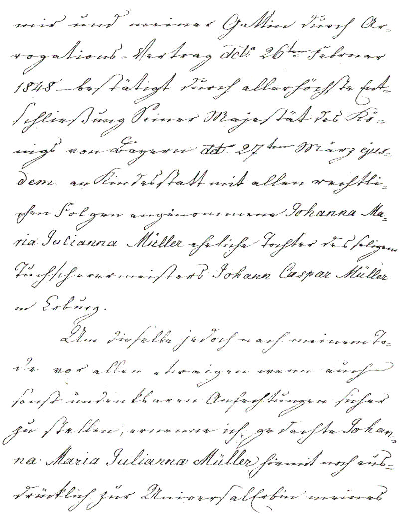 Letztwillige Verfügung von Johann Christoph Heinle, 16. Juli 1850