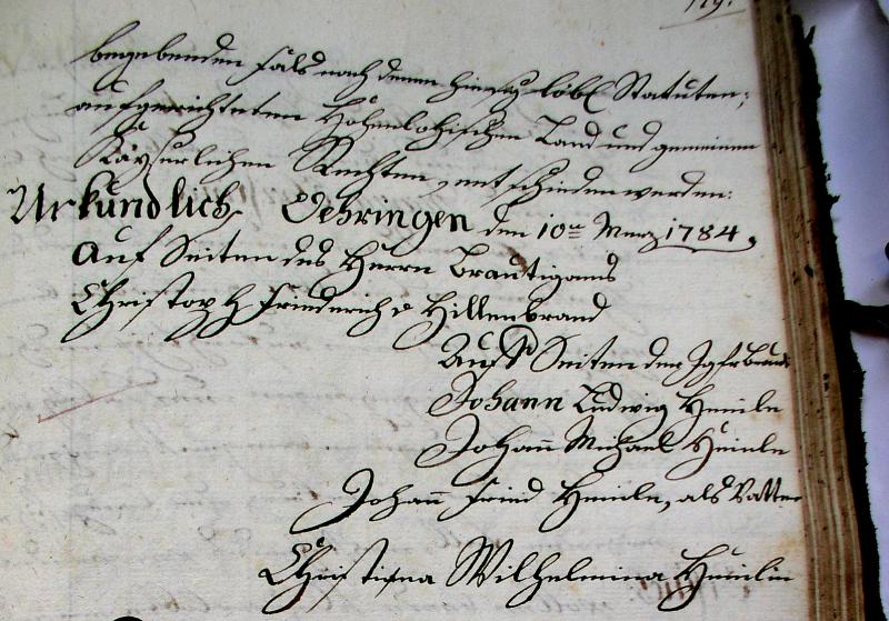 Ehevertrag 1784