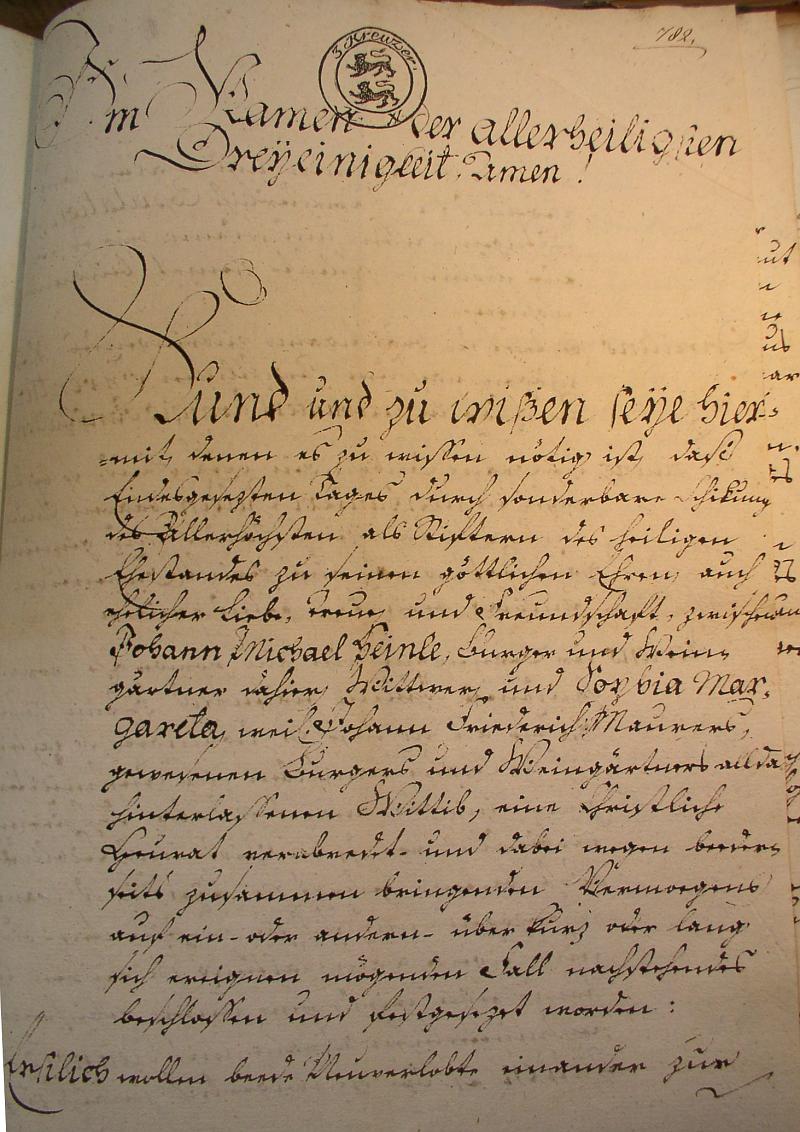 Ehe-Vertrag 1794