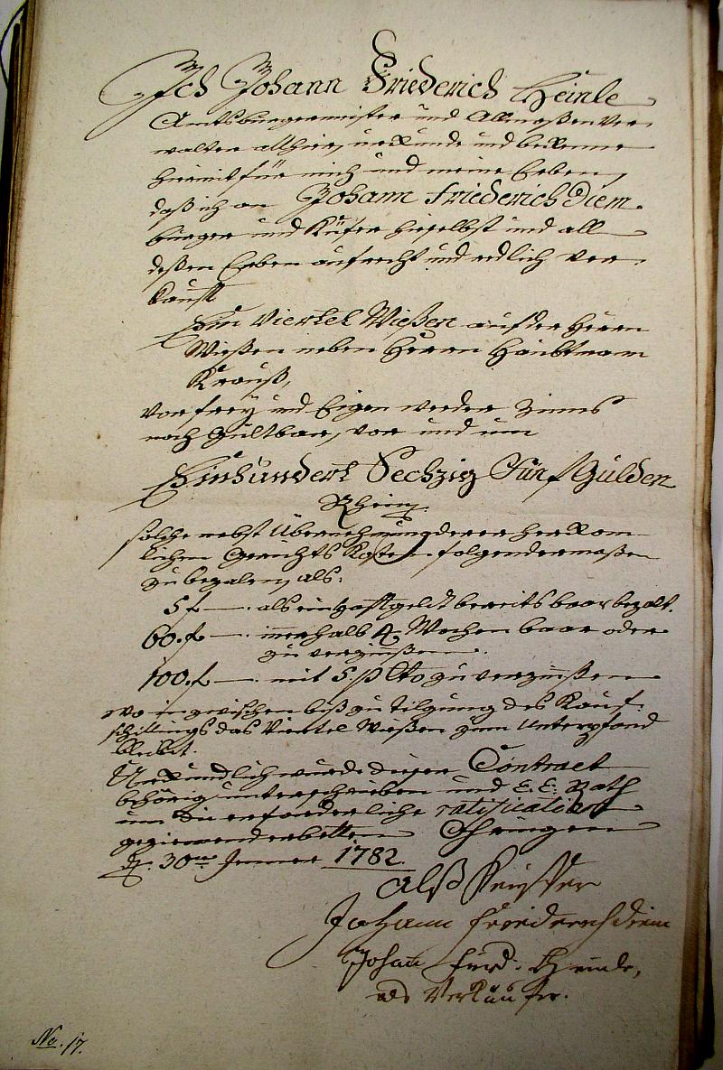 Kauf-Brief 1782