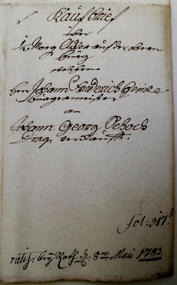 Kauf-Brief 1783