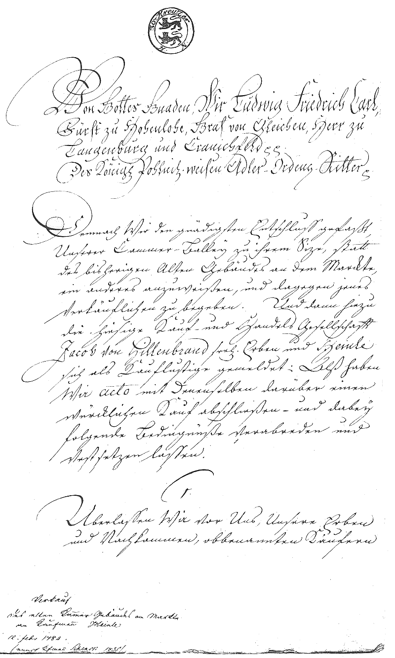 Kauf-Brief 1784