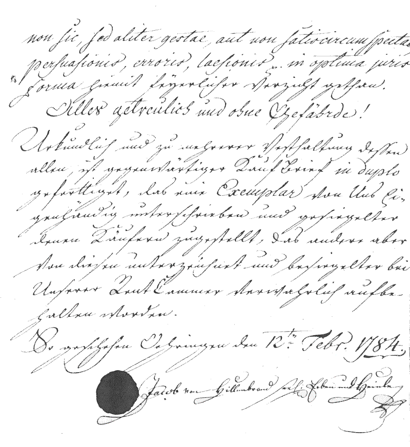 Kauf-Brief 1784