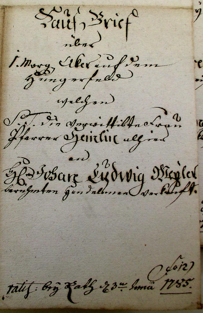 Kauf-Brief 1785