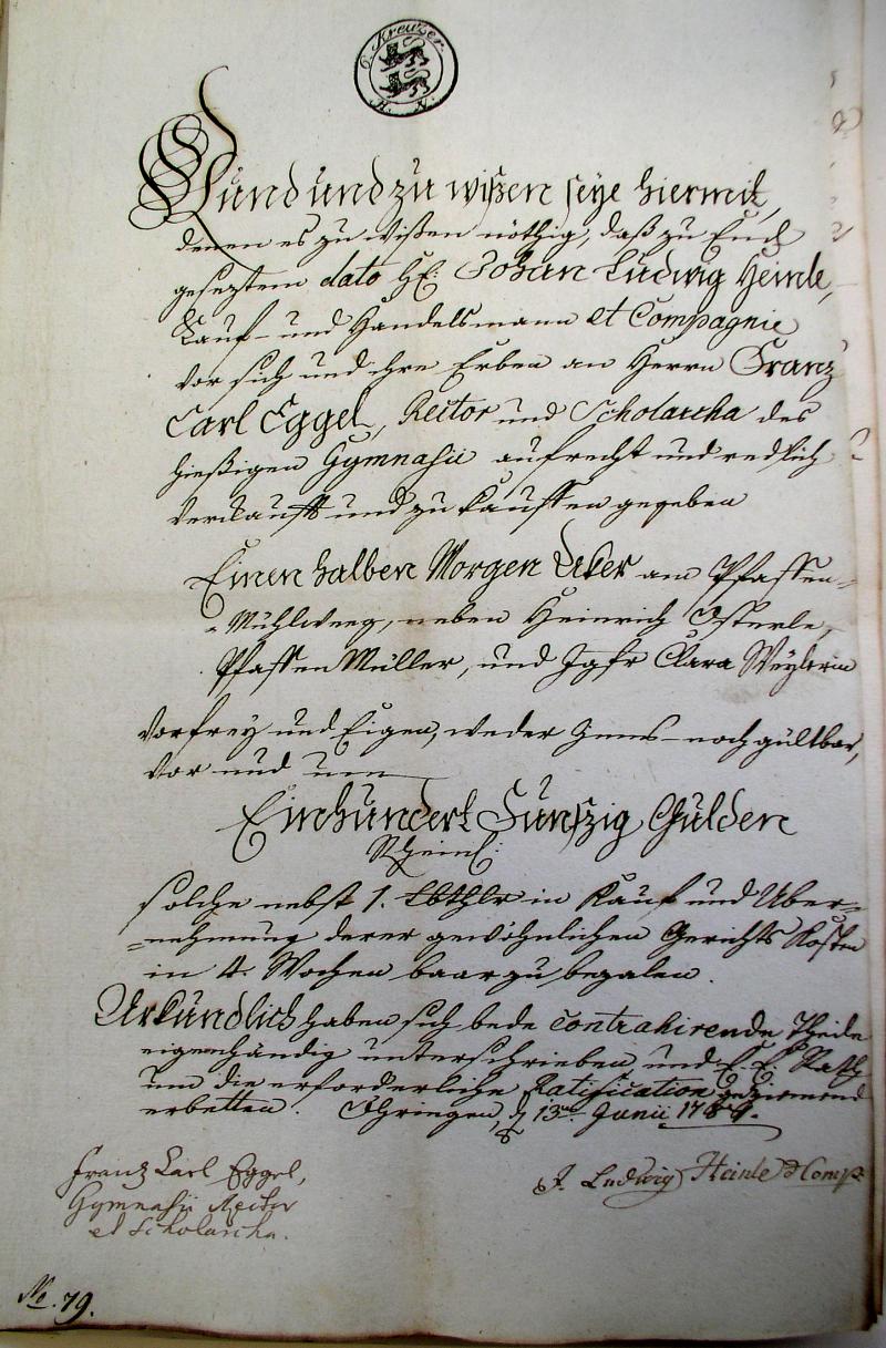 Kauf-Brief 1787