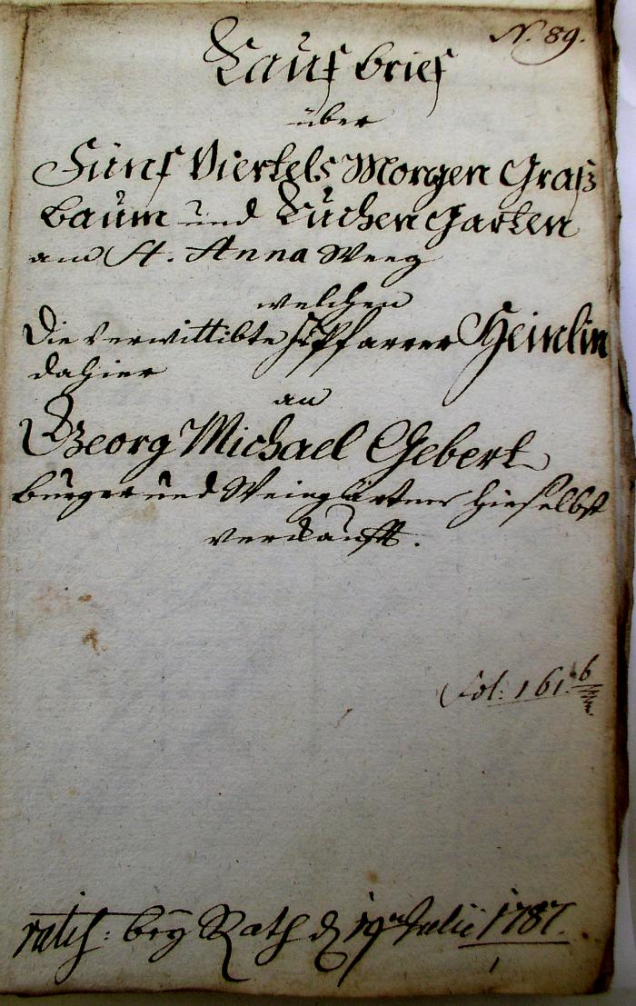 Kauf-Brief 1787