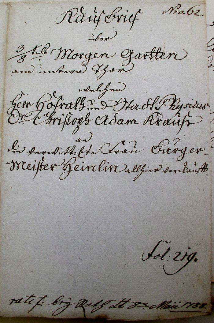 Kauf-Brief 1788