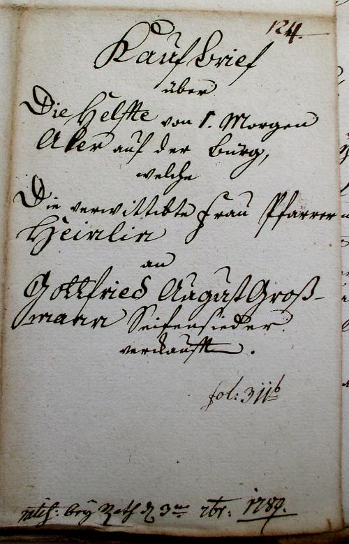 Kauf-Brief 1789