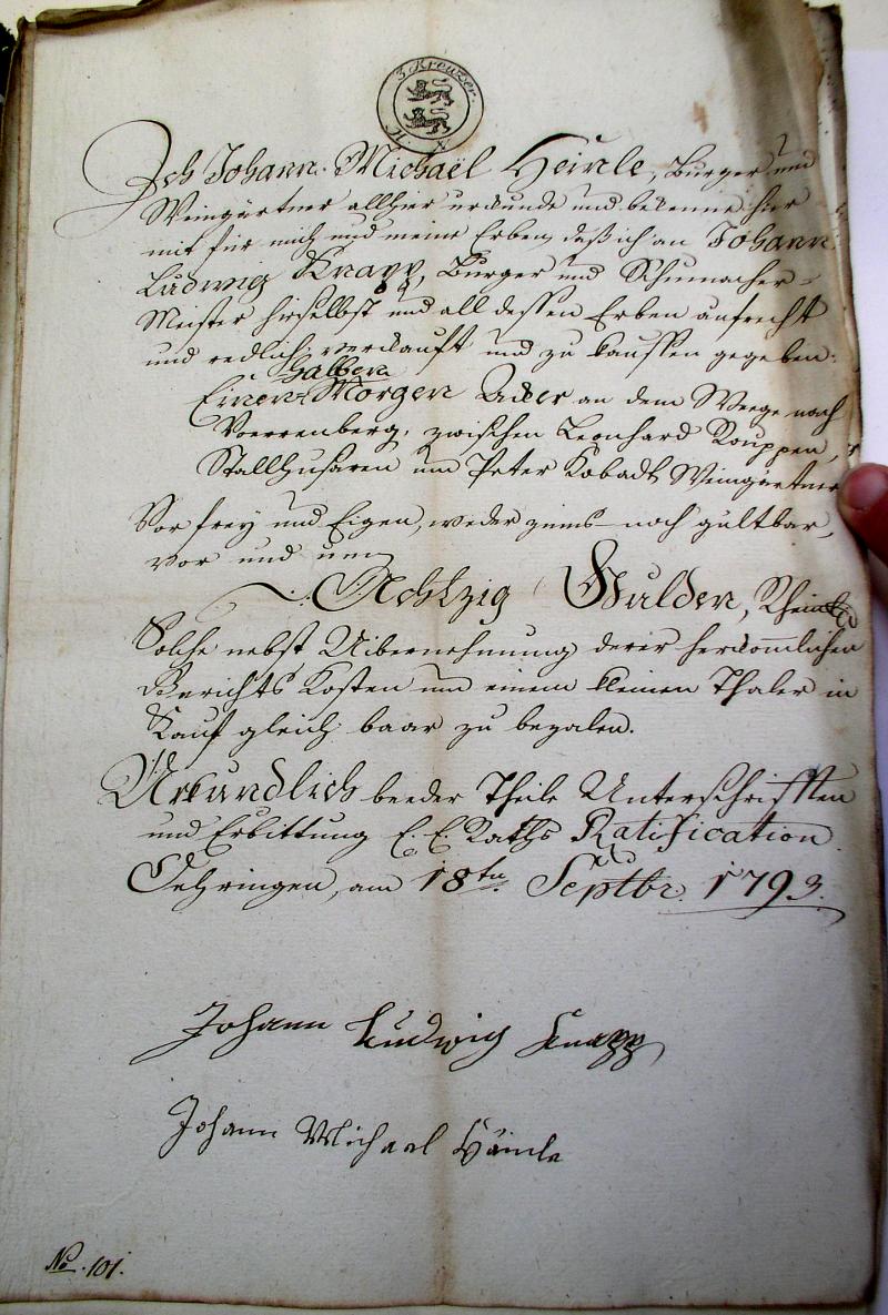 Kaufbrief von 1793