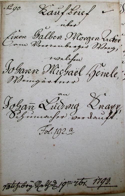 Kaufbrief von 1793