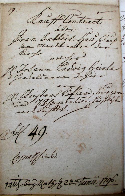 Kauf-Brief 1796