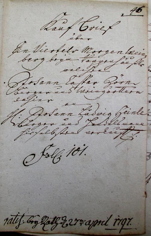 Kauf-Brief 1797
