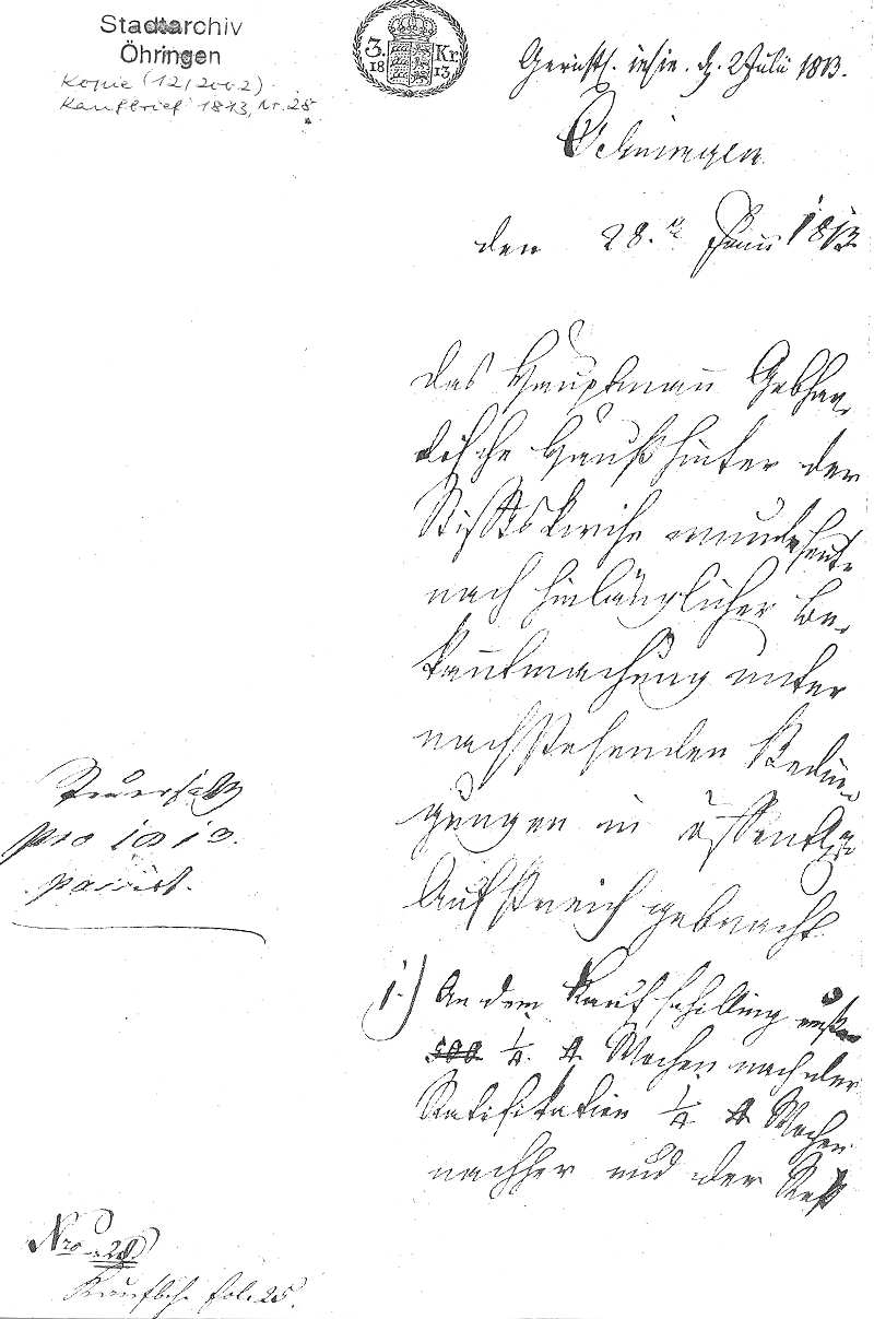 Kaufbrief von 1813