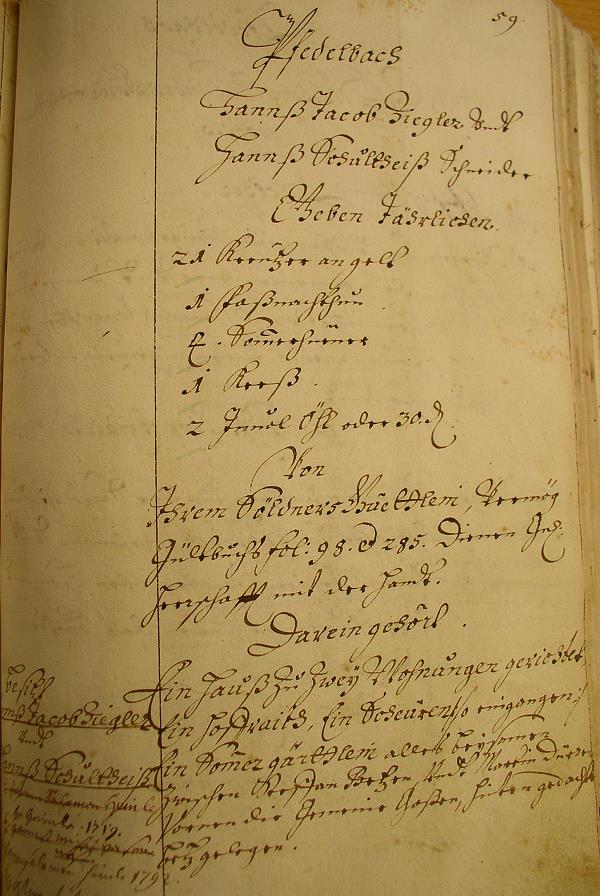 Eintrag im Gültbuchbuch von 1684 Bd.83 Fol.59