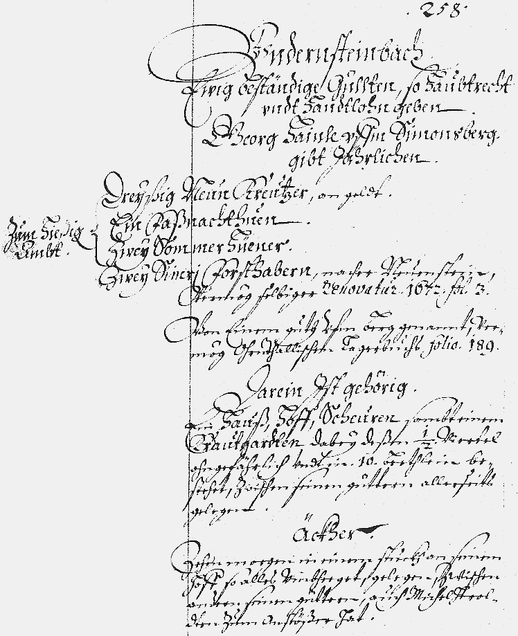 Eintrag im Schatzungsbuch von 1680 Bd 129 Folio 258